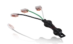 any fixture 1 - angled view, led connection splitter hub with multiple output wires terminated in clear plastic wire