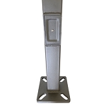 LED Square Steel Light Pole 1 - front view, dark gray led bollard light featuring rectangular stepped design