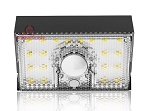 10W Solar LED Flood Light 1 - front angled view, black, large rectangular housing featuring integrated heat sink cooling fins
