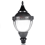 100W LED Post Top Light 1 - front view, black, decorative led post top light featuring traditional acorn-style design