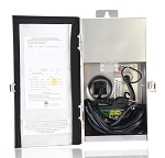150W LED Premium Low Voltage Transformer 1 - front open view, white, metal electrical enclosure housing low voltage led power
