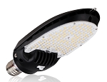 115W E39 LED Corn Bulb 1 - angled view, black, led corn bulb featuring multiple rows of warm white led chips arranged in grid