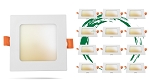 12W LED Disk Downlight 1 - angled view, square led recessed downlight with warm white illumination and orange-colored side