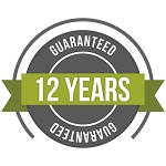 5 years to your warranty 1 - infographic '12 years' circular warranty badge design showing 12-year guaranteed coverage