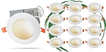 12W LED Disk Downlight 1 - front and angled view, recessed led downlight with integrated driver shown in both single unit