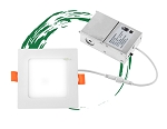 12W Kalo Series LED Recessed Can Light - angled view, square recessed led downlight with orange spring clips for ceiling