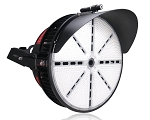1400W 480V LED Stadium Light 1 - 3/4 view, professional black led stadium light with large circular led array divided