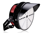 750W LED StadiumPro Stadium Lights 1 - 3/4 view, black, large circular led array with modular design, integrated cooling