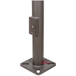 LED Round Steel Light Pole 1 - 3/4 view, bronze, tenon adapter for mounting led fixtures to light poles, hinged access door