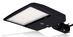 100W Shoebox LED Parking Lot Light 1 - angled view, black, rectangular housing and integrated led array visible