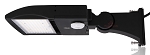 150W Motion Sensor LED Parking Lot Light 1 - side profile, black, rectangular led array with integrated heat sink cooling