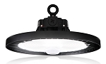 240W LED Shop Light 1 - angled view, black, led high bay fixture featuring circular ufo-style design with integrated heat