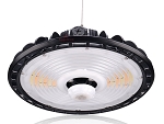 150W LED Shop Light 1 - angled view, black, ufo-style led high bay light featuring circular design with prominent heat sink