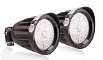 25W LED Knuckle Mount Flood Light 1 - angled view, bronze, dual-head led stadium light