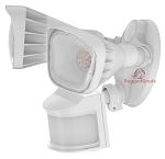 20W Motion Sensor LED Wall Light 1 - 3/4 view, white, dual-head led security light with integrated motion sensor