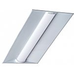 30W 2x4 LED Troffer Light 1 - angled view, white, steel led troffer light fixture designed for drop ceiling installation