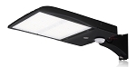300W Motion Sensor LED Parking Lot Light 1 - angled view, black, large rectangular led panel and integrated photocell sensor