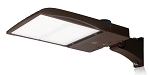 300W Shoebox LED Parking Lot Light 1 - angled view, bronze, adjustable slip fitter mount system