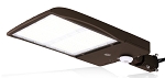 300W Motion Sensor LED Parking Lot Light 1 - 3/4 view, bronze, rectangular led array with tempered glass lens