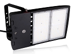 300W Shoebox LED Parking Lot Light 1 - angled view, black, dual modular led arrays with clear tempered glass lenses, robust