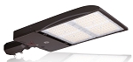 300W Shoebox LED Parking Lot Light 1 - angled view, dark bronze, led street light featuring modular design