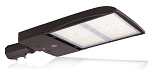300W Shoebox LED Parking Lot Light 1 - 3/4 view, dark bronze, led street light with dual led module arrays