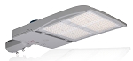 300W LED Street Light 1 - angled view, gray, dual led module design with clear polycarbonate lenses and integrated heat sink