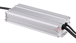 200W LED Auxiliary Power Supply 1 - angled view, silver, extruded aluminum led driver power supply featuring finned heat sink