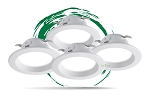 10W LED Disk Downlight 1 - angled group view, white, led recessed downlights with integrated driver housing and spring-loaded