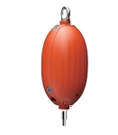 40W LED Light Accessory 1 - 3/4 view, orange, polymer marine buoy light with oval-shaped housing and metal mounting loop