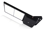 450W Shoebox LED Parking Lot Light 1 - angled view, black, led sports light featuring dual rectangular led panels
