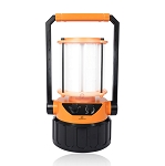 48W Portable LED Work Light 1 - front view, orange and black, and black portable led lantern with cylindrical clear housing