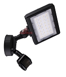 30W LED Commercial Security Light 1 - angled view, black, dual adjustable heads featuring square led arrays