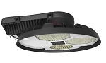 750W High Mast LED Roadway Light 1 - 3/4 view, black, distinctive circular design featuring segmented led arrays