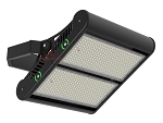 500W LED Sport & Area Light 1 - 3/4 view, black, modular dual-panel design with high-density led arrays