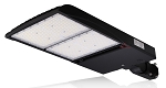 500W Shoebox LED Parking Lot Light 1 - angled view, black, led parking lot shoebox light featuring dual led arrays