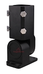 LED Wall Mount Bracket 1 - 3/4 view, black, powder-coated tenon adapter mounting bracket designed for attaching fixtures