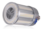 50W Medium Base LED Corn Bulb 1 - 3/4 view, clear polycarbonate led corn bulb with aluminum heat sink and cooling fan