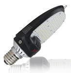 54W E39 LED Corn Bulb 1 - angled view, black, led corn bulb retrofit with e26/e27 screw base featuring multiple led arrays