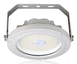 60W Class I Div II LED Light 1 - angled view, white, adjustable yoke mounting bracket with three mounting holes