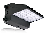 30W Full Cutoff LED Wall Pack 1 - 3/4 view, black, rectangular led array featuring multiple white led chips arranged in grid