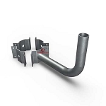 LED Light Pole Tenon Adapter 1 - 3/4 view, dark gray powder-coated steel wall mounting bracket with l-shaped arm design