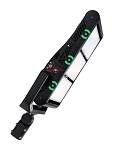 750W 480V LED Sport Light 1 - angled view, black, modular design with three separate led panels, integrated heat sink fins