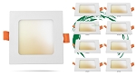 12W LED Disk Downlight 1 - angled view, square recessed led downlight with warm white light panel and integrated trim ring