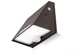 80W Motion Sensor LED Wall Pack 1 - 3/4 view, dark bronze, led wall pack featuring triangular architectural design