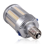 80W E39 LED Corn Bulb 1 - angled view, silver, led corn bulb with e26/e27 edison screw base featuring multiple led arrays