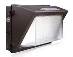 150W Motion Sensor LED Wall Pack 1 - 3/4 view, dark bronze, led wall pack featuring forward-throw cutoff design