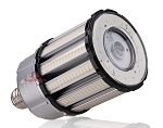 80W E39 LED Corn Bulb 1 - angled view, silver, e39 mogul base featuring multi-tier led array design with hundreds of warm