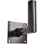LED Light Pole Tenon Adapter 1 - angled view, black, wall mounting bracket with adjustable vertical pole mount, square base