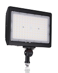 90W LED Knuckle Mount Flood Light 1 - angled view, black, rectangular led array with multiple high-power leds arranged